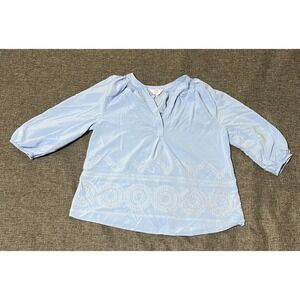 Crown & Ivy Women's PM Embroidered Peasant Top Blouse